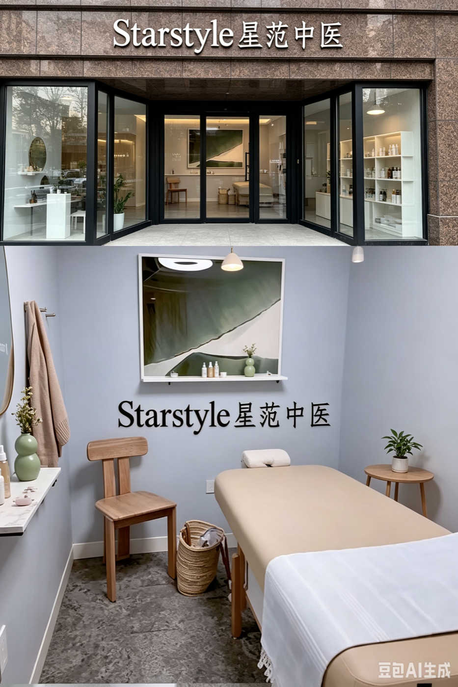 星范集团标准化门店空间设计参考 — 现代简约门头与治疗空间